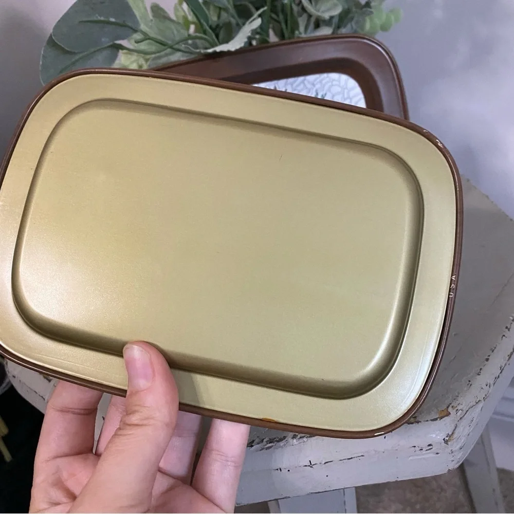 Vintage Floral Mosaic Metal Trinket Trays, Set of 2